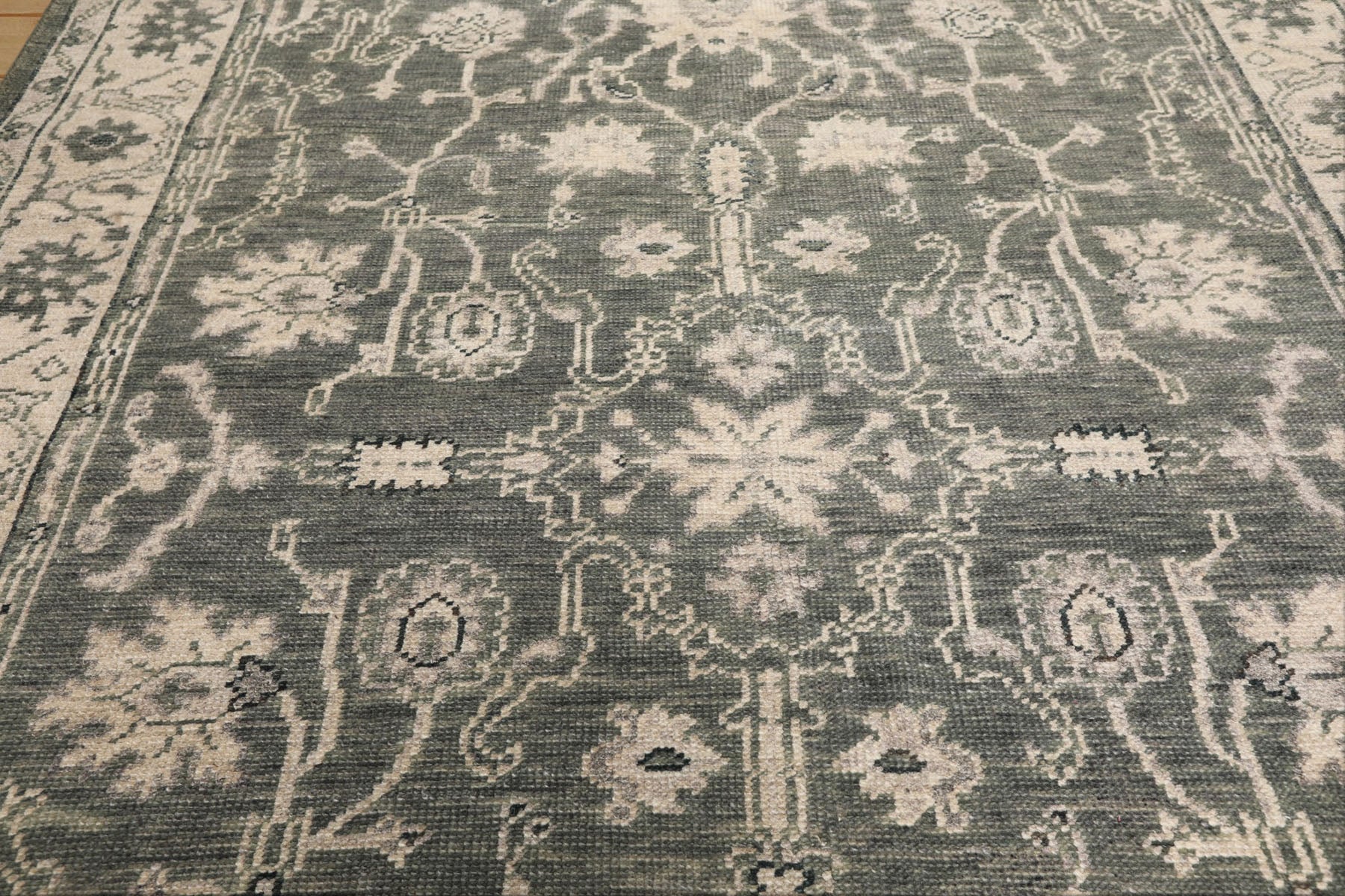 6x9 Gray, Ivory, Color Hand Knotted Oushak Wool Traditional Oriental Rug