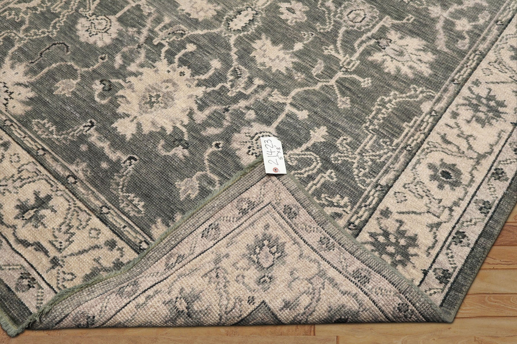 6x9 Gray, Ivory, Color Hand Knotted Oushak Wool Traditional Oriental Rug