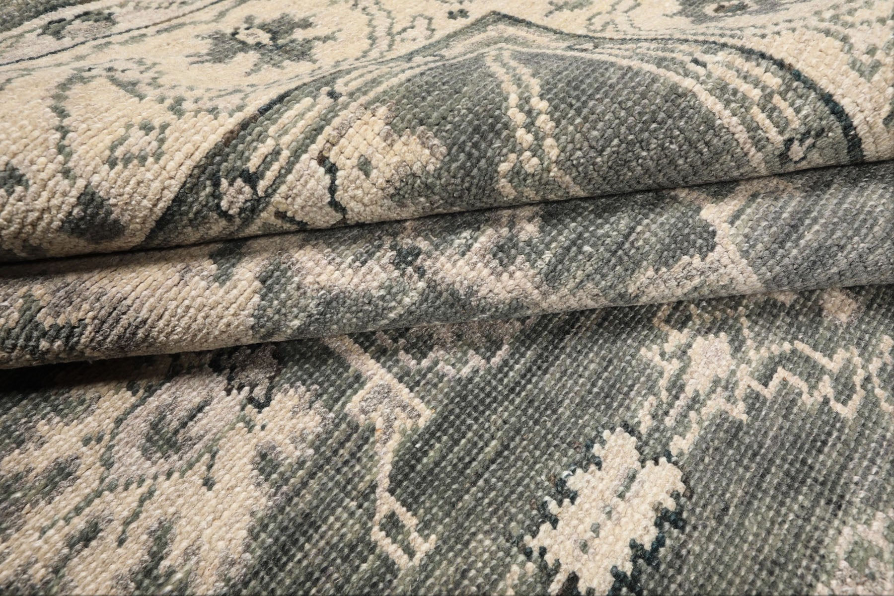6x9 Gray, Ivory, Color Hand Knotted Oushak Wool Traditional Oriental Rug