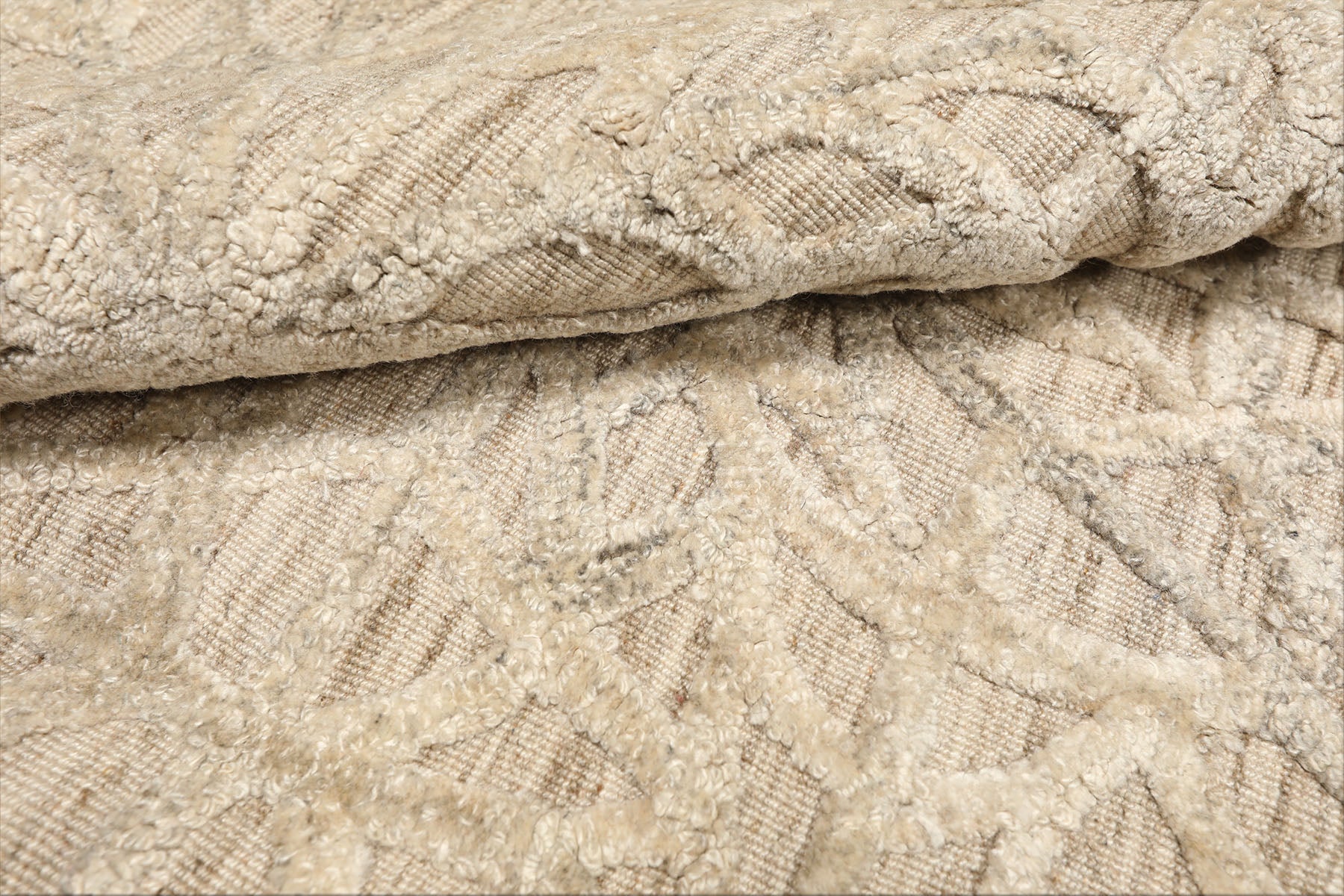 5x8 Tone on Tone Beige, , Color Hand Loomed Tibetan Wool & Bamboo Silk Transitional Oriental Rug