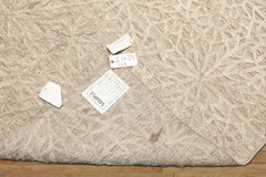 5x8 Tone on Tone Beige, , Color Hand Loomed Tibetan Wool & Bamboo Silk Transitional Oriental Rug