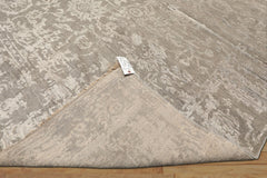 6x9 Tone on Tone Gray, , Color Hand Knotted Oushak Wool & Bamboo Silk Transitional Oriental Rug