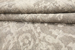 6x9 Tone on Tone Gray, , Color Hand Knotted Oushak Wool & Bamboo Silk Transitional Oriental Rug