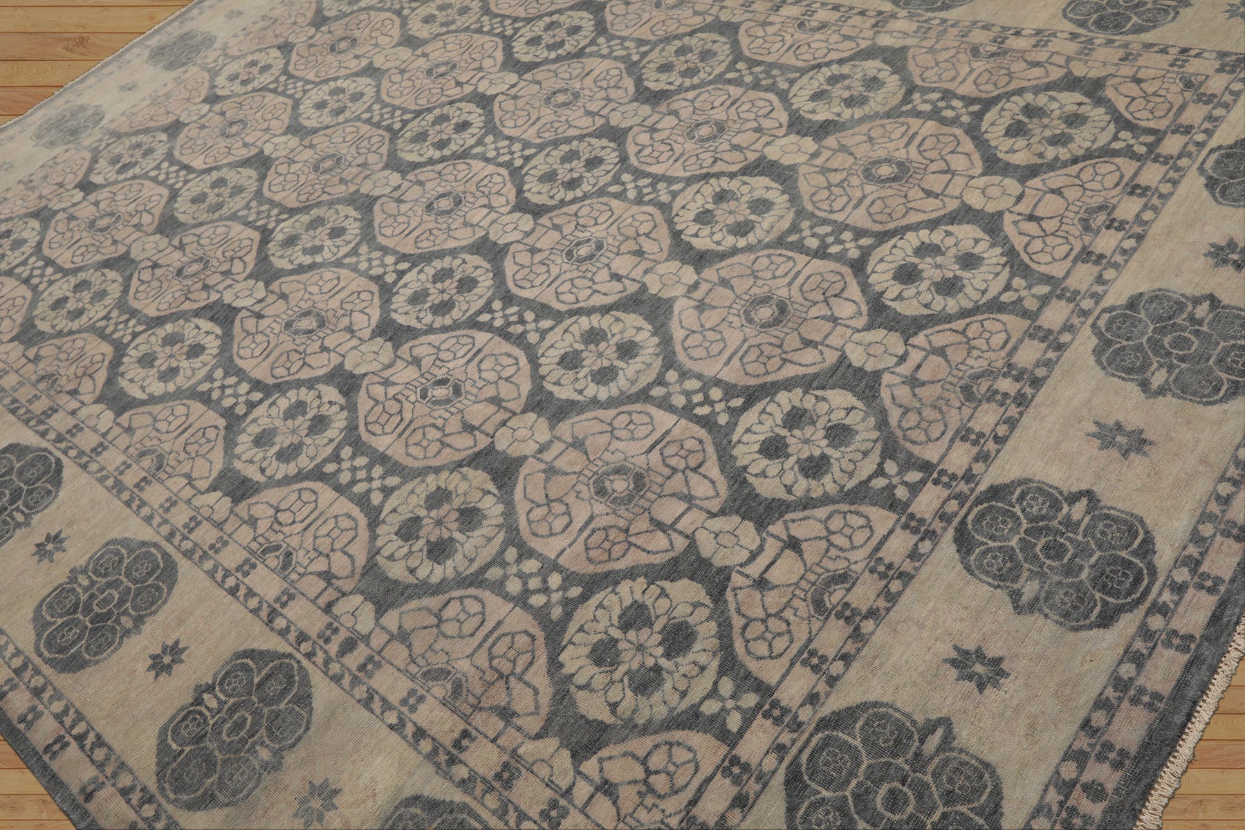 8x10 Gray, Beige, Blush Color Hand Knotted  Wool Transitional Oriental Rug