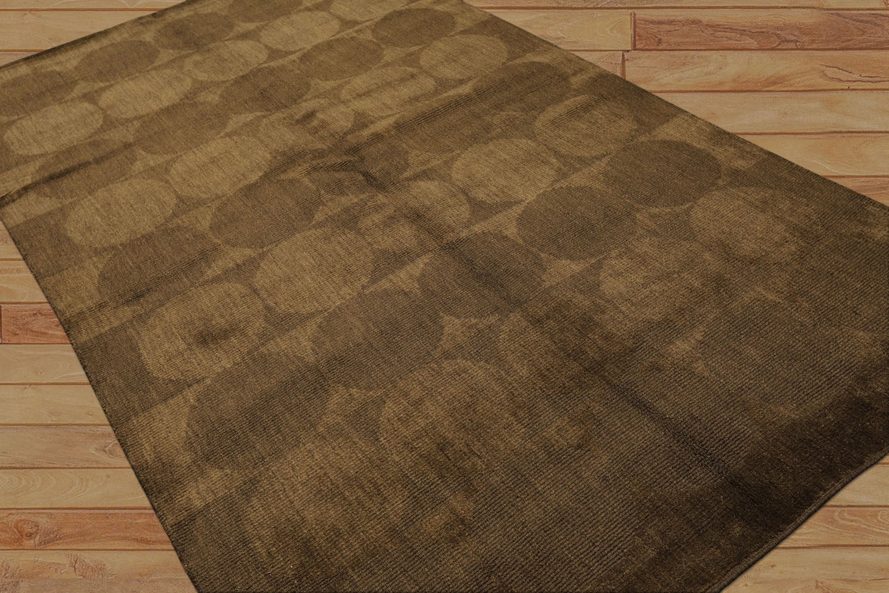 5x8 Tone on Tone Olive, , Color Hand Loomed Tibetan Wool Transitional Oriental Rug