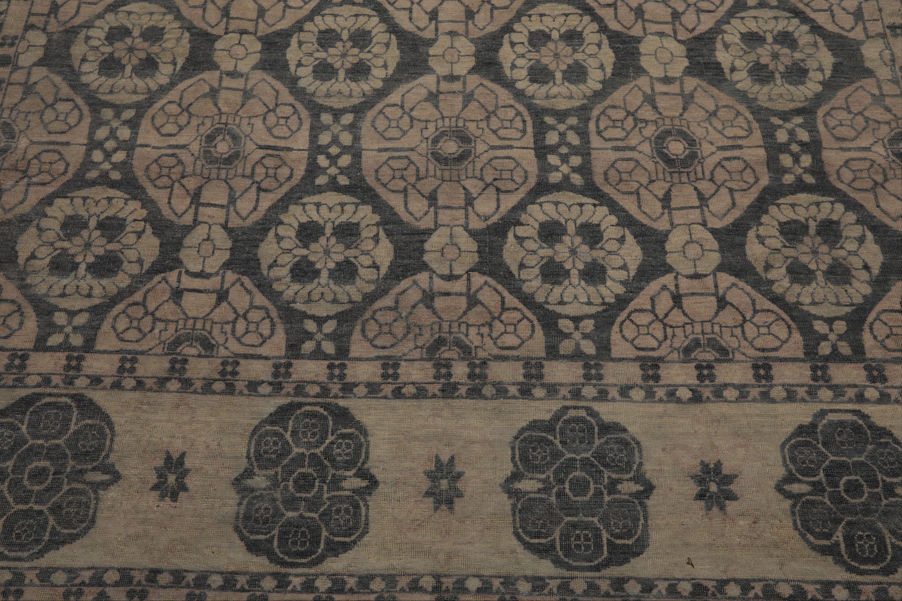 8x10 Gray, Beige, Blush Color Hand Knotted  Wool Transitional Oriental Rug