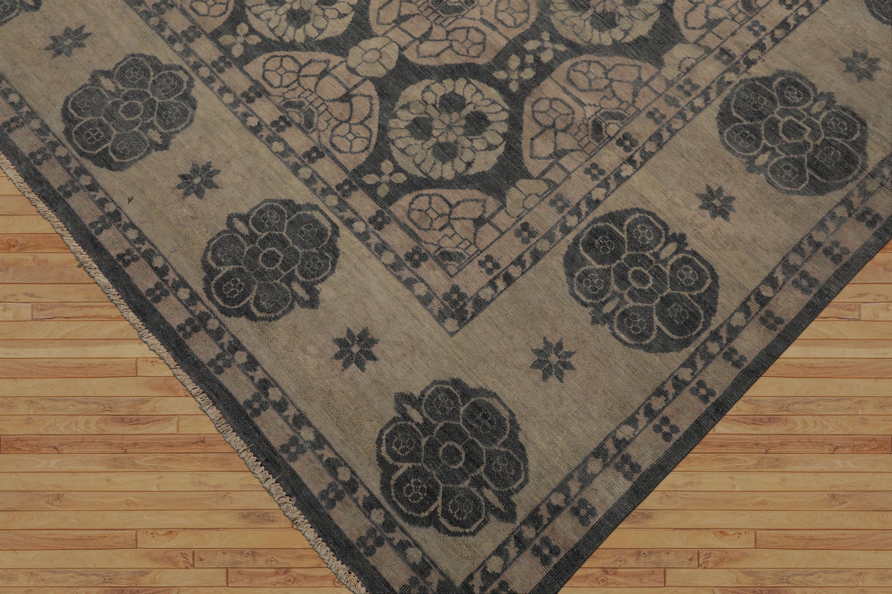 8x10 Gray, Beige, Blush Color Hand Knotted  Wool Transitional Oriental Rug