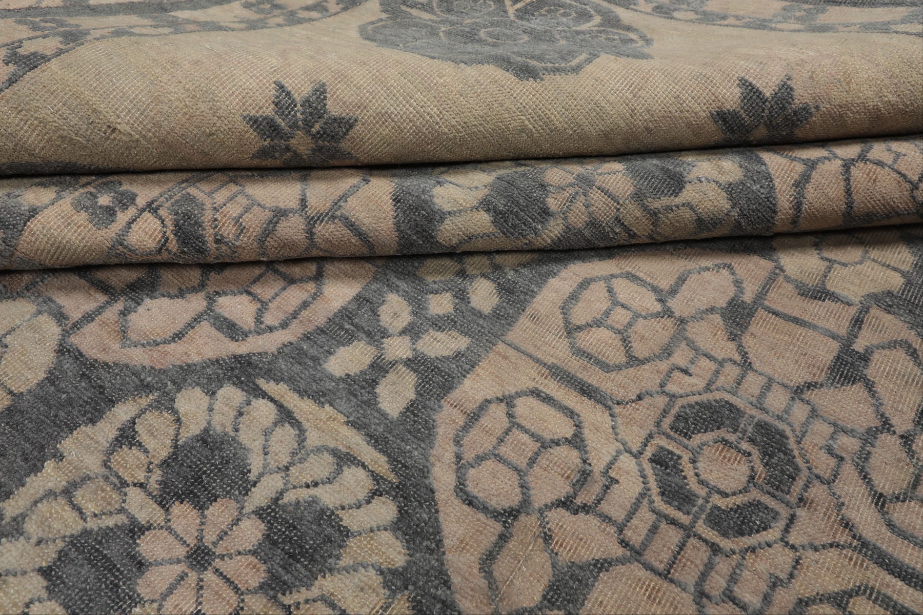 8x10 Gray, Beige, Blush Color Hand Knotted  Wool Transitional Oriental Rug