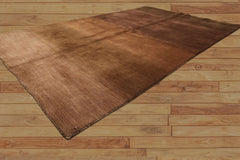 5x8 Tone on Tone Brown, , Color Hand Loomed Tibetan Wool Modern & Contemporary Oriental Rug