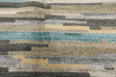 4x6 Aqua, Gray, Silver Color Hand Knotted Tibetan Wool & Bamboo Silk Modern & Contemporary Oriental Rug