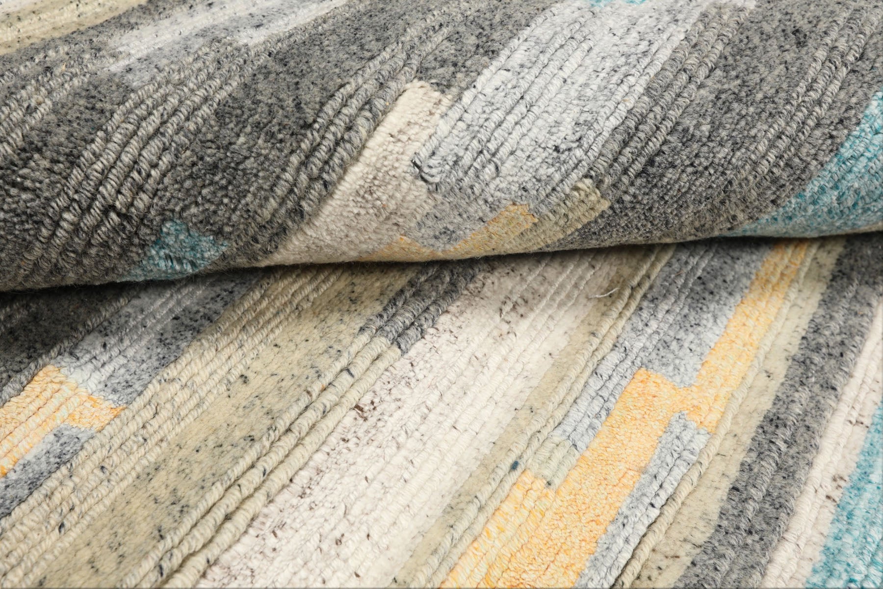4x6 Aqua, Gray, Silver Color Hand Knotted Tibetan Wool & Bamboo Silk Modern & Contemporary Oriental Rug