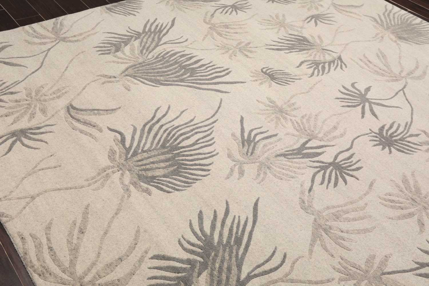 8x10 Oatmeal, Gray, Color Hand Knotted Floral 100% Wool Transitional Oriental Rug