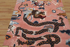 Multi Size Pink Navy Burgundy Color Hand Tufted Pictorial Wool Transitional Oriental Rug