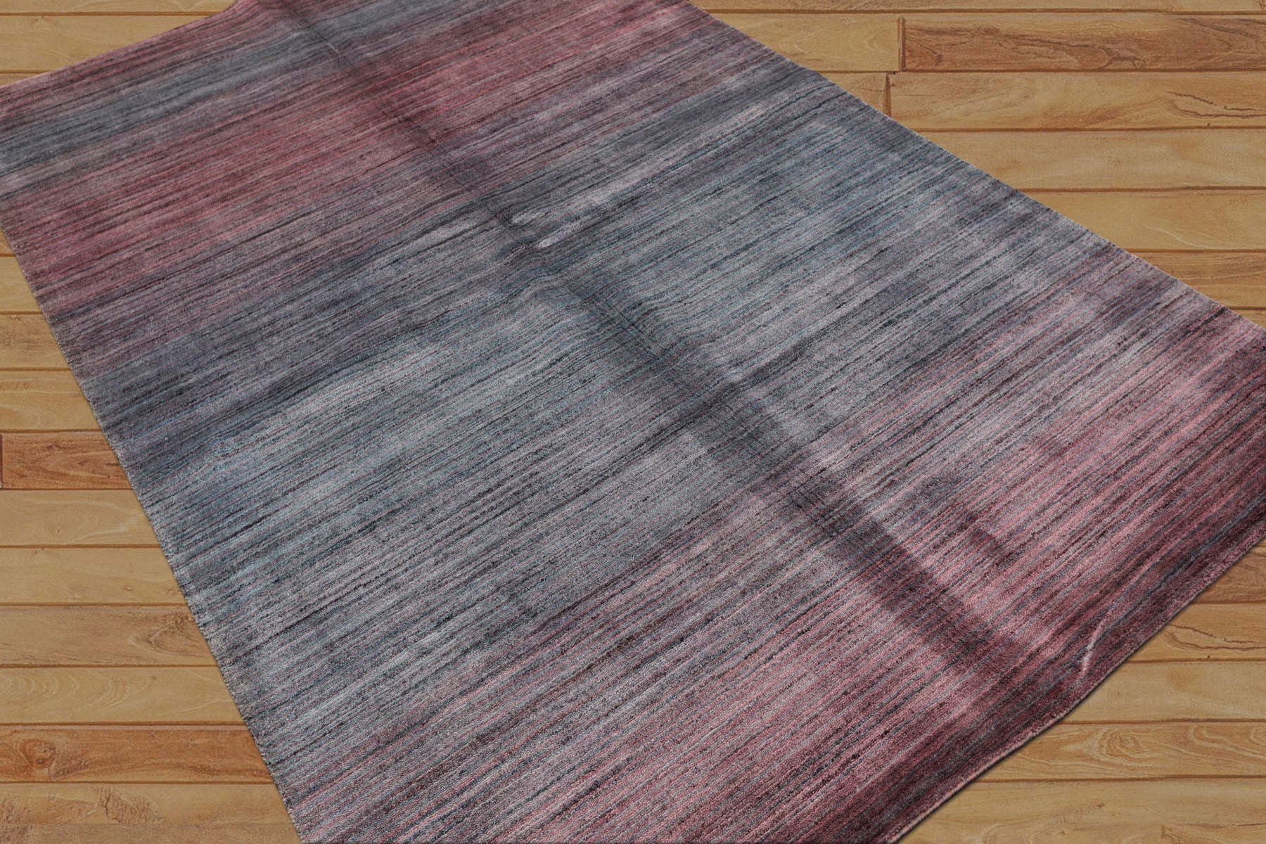 5x8 Blue, Plum, Color Hand Loomed Tibetan Wool Modern & Contemporary Oriental Rug