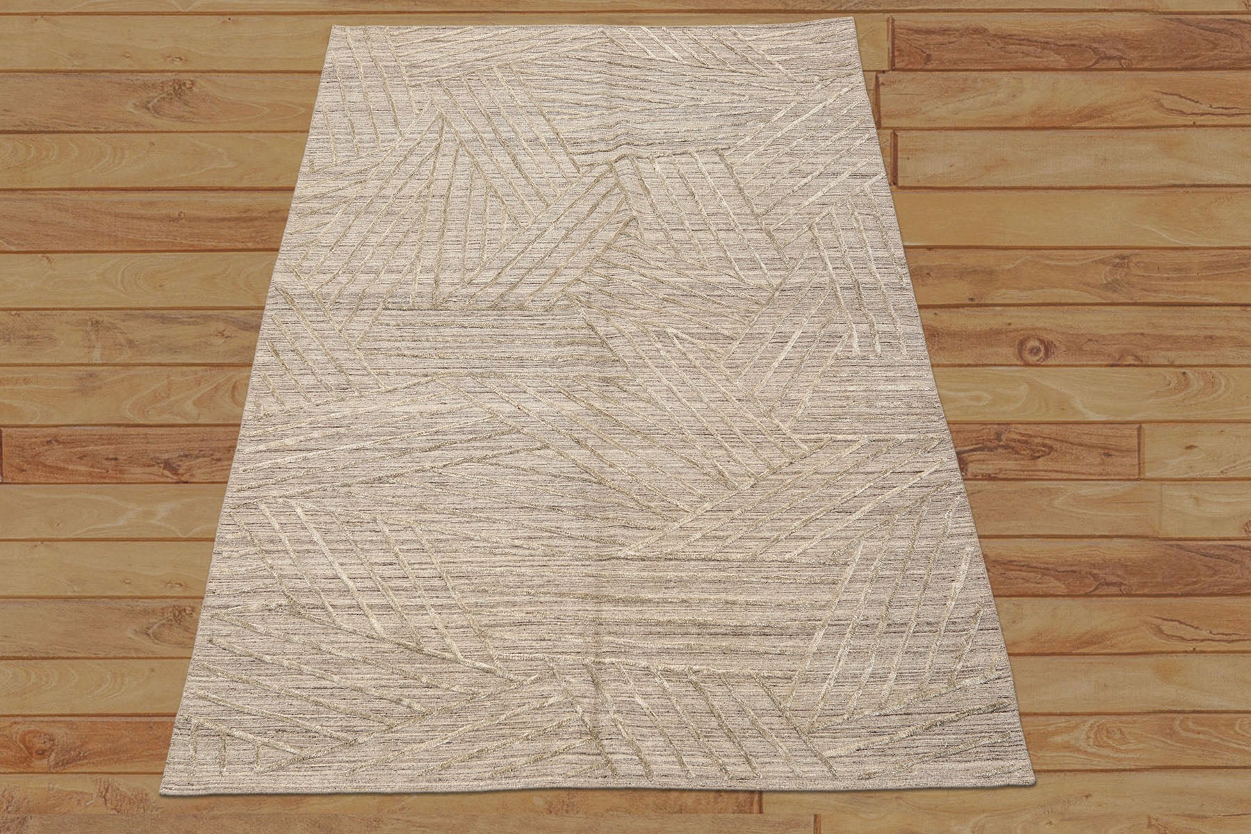 5x8 Tone on Tone Beige, , Color Hand Loomed  Wool Modern & Contemporary Oriental Rug