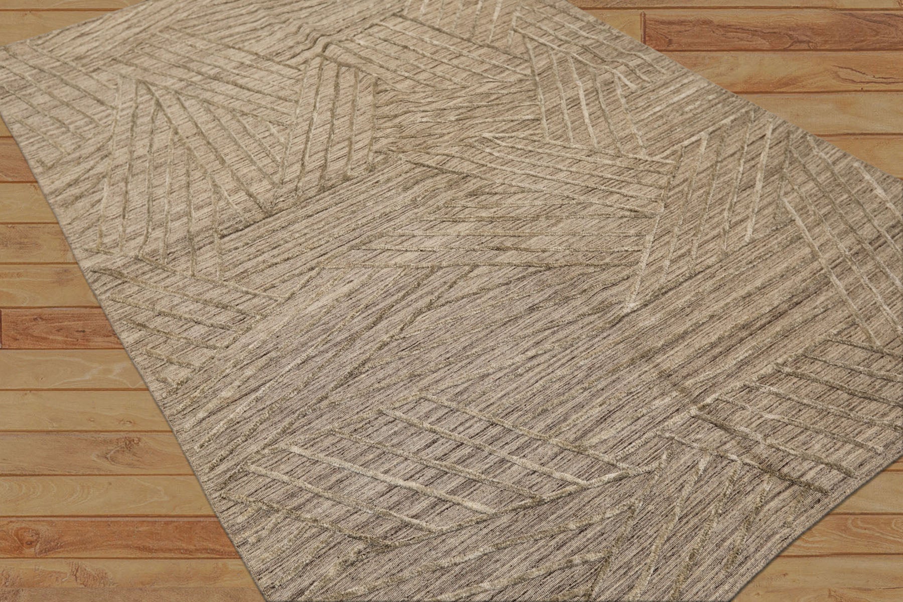 5x8 Tone on Tone Beige, , Color Hand Loomed  Wool Modern & Contemporary Oriental Rug