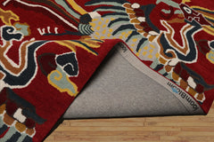 Multi Size Red Gold Teal Color Hand Tufted Pictorial Wool Transitional Oriental Rug