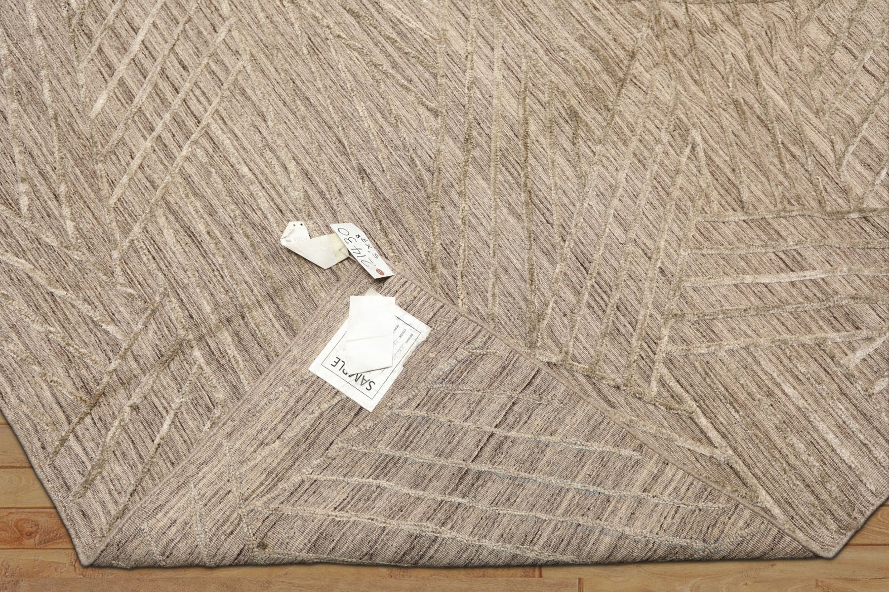 5x8 Tone on Tone Beige, , Color Hand Loomed  Wool Modern & Contemporary Oriental Rug