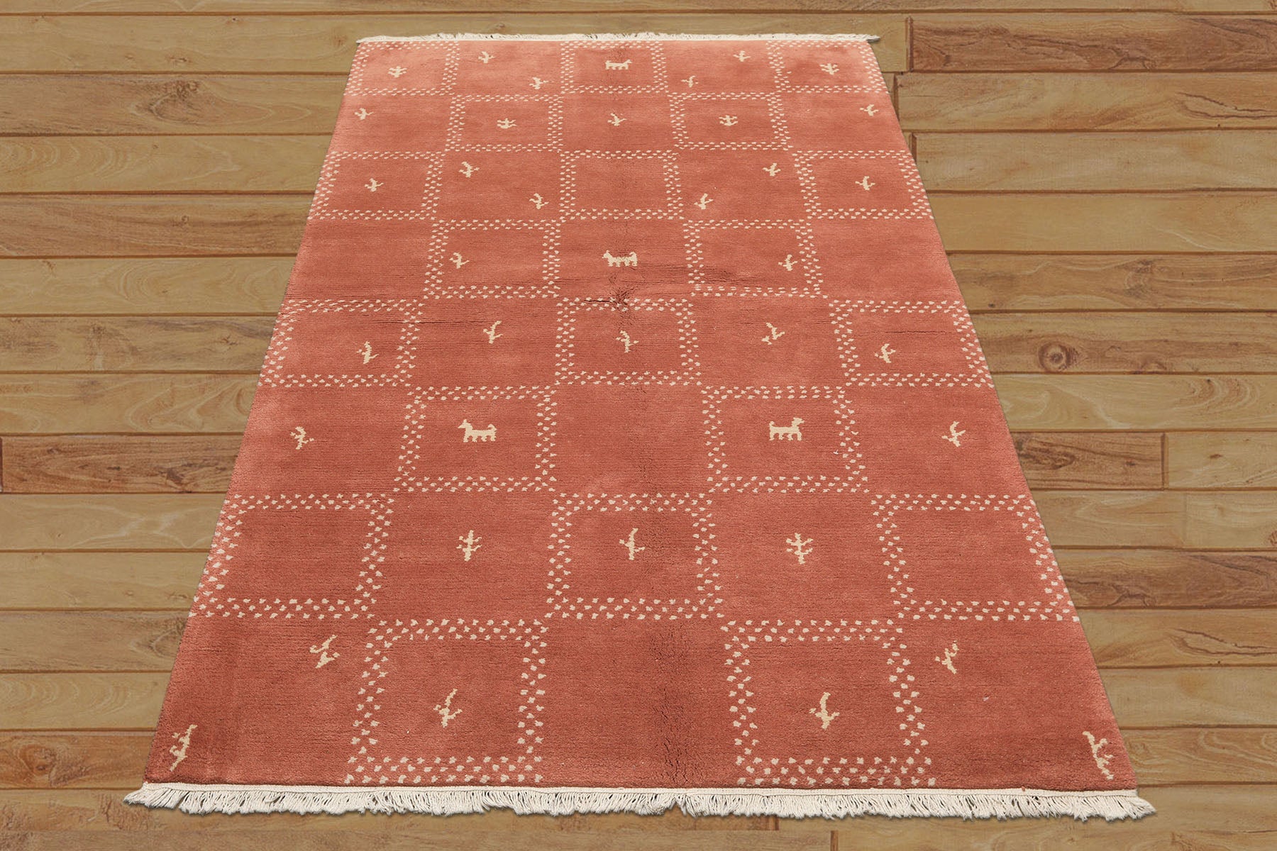 5x8 Blush, Ivory, Color Hand Knotted Gabbeh Wool Modern & Contemporary Oriental Rug