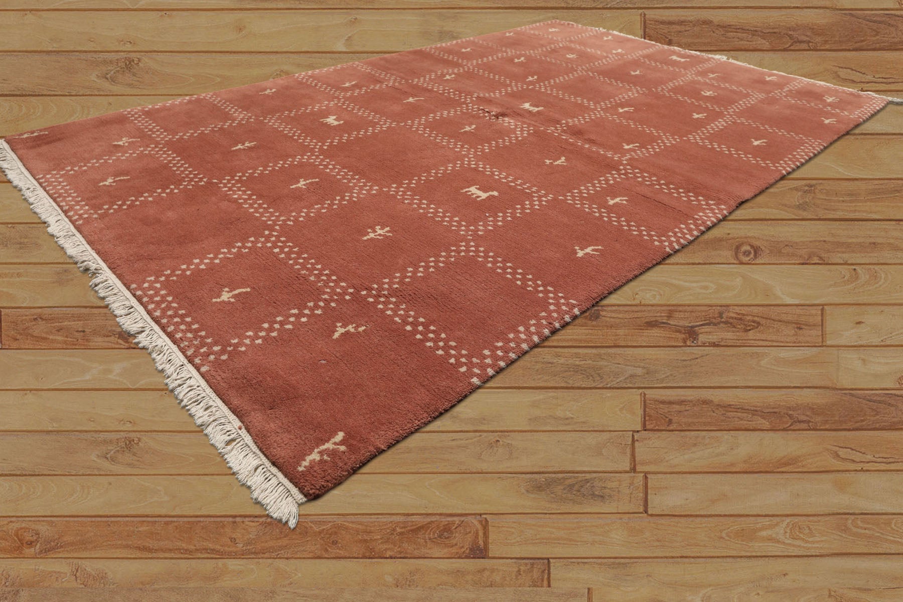 5x8 Blush, Ivory, Color Hand Knotted Gabbeh Wool Modern & Contemporary Oriental Rug