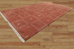 5x8 Blush, Ivory, Color Hand Knotted Gabbeh Wool Modern & Contemporary Oriental Rug