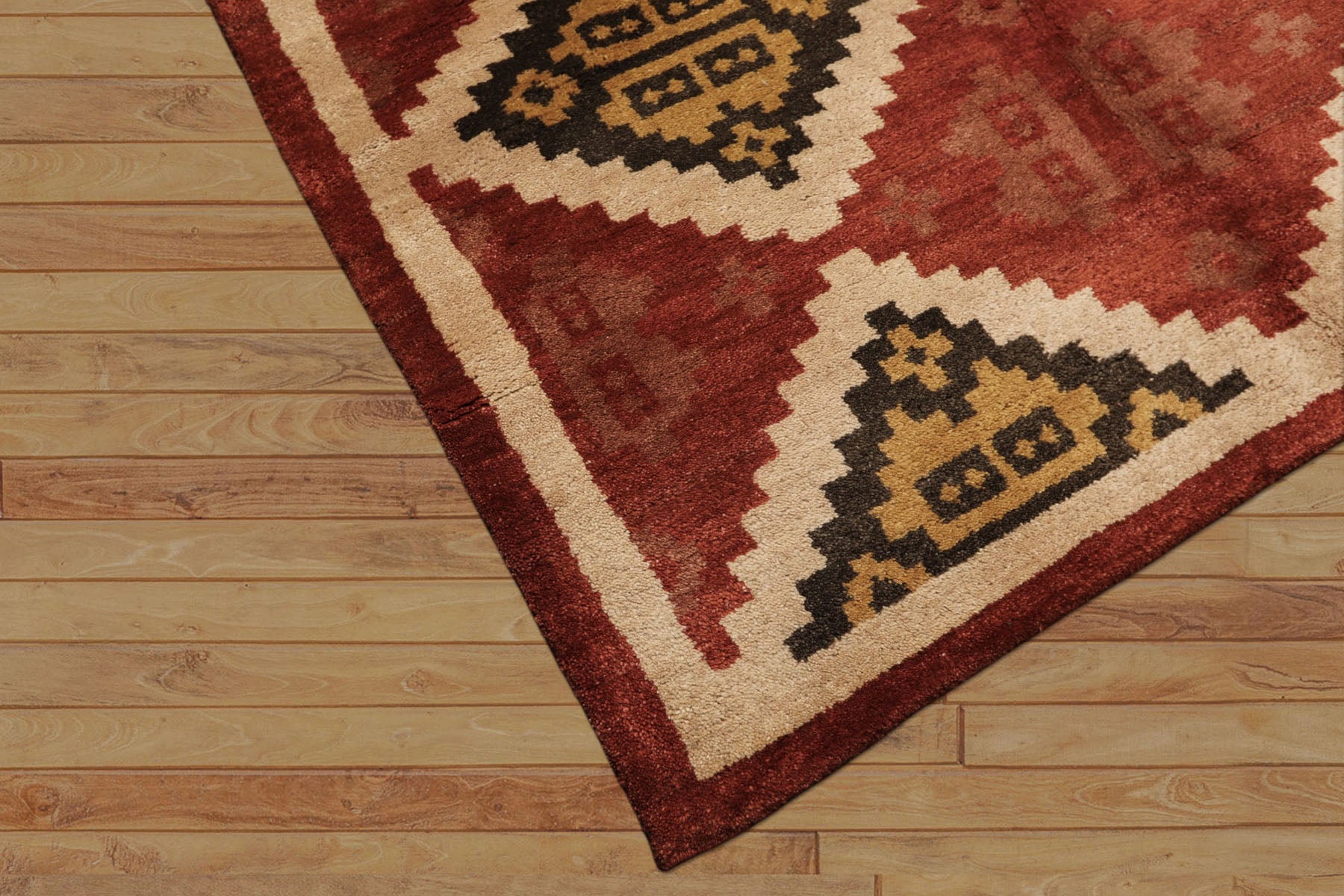 5x8 Burnt Orange, Beige, Charcoal Color Hand Knotted  Wool Modern & Contemporary Oriental Rug