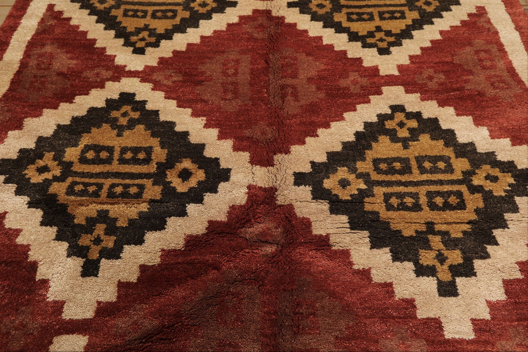 5x8 Burnt Orange, Beige, Charcoal Color Hand Knotted  Wool Modern & Contemporary Oriental Rug