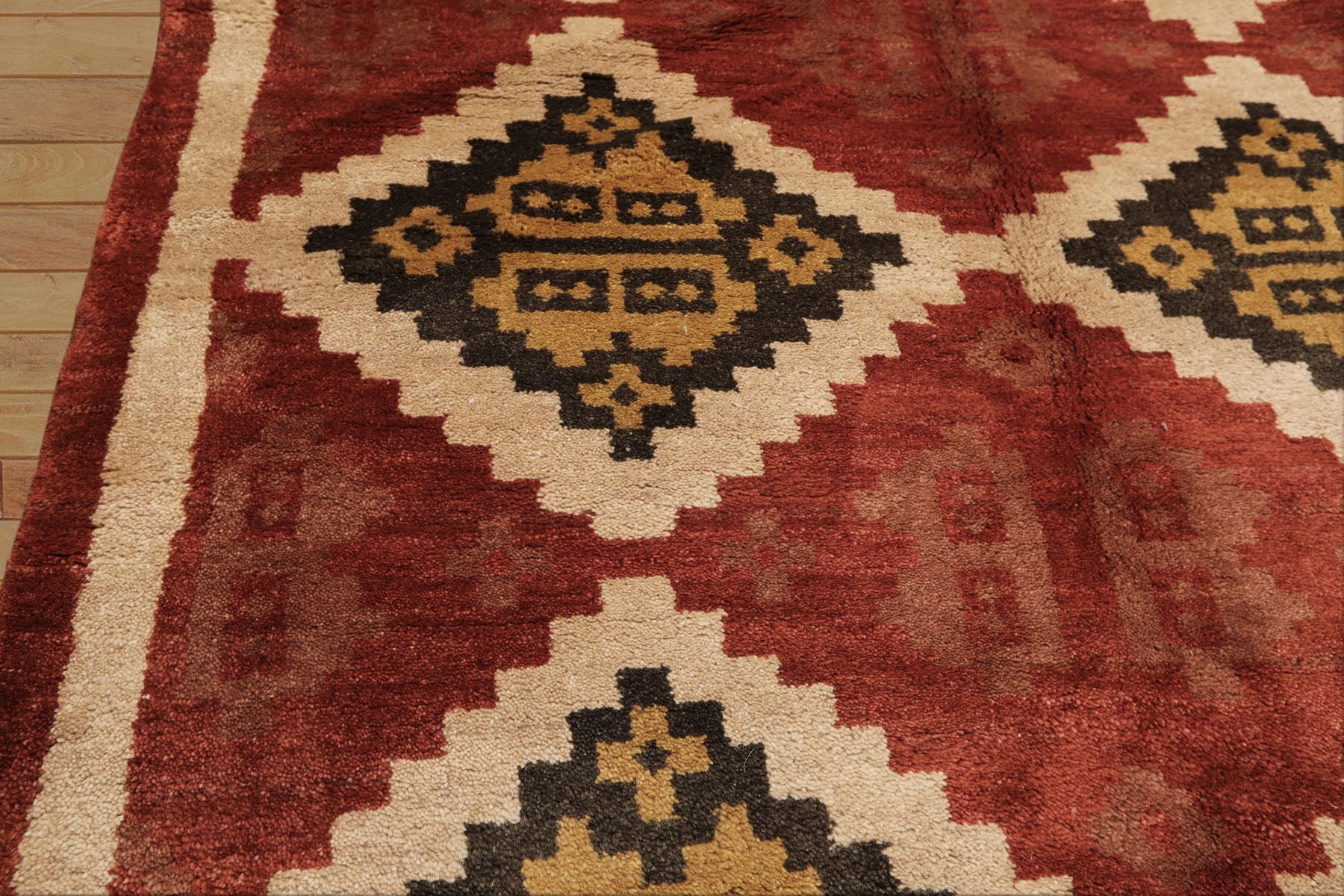 5x8 Burnt Orange, Beige, Charcoal Color Hand Knotted  Wool Modern & Contemporary Oriental Rug