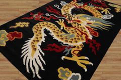 Multi Size Black Gold White Color Hand Tufted Pictorial Wool Transitional Oriental Rug