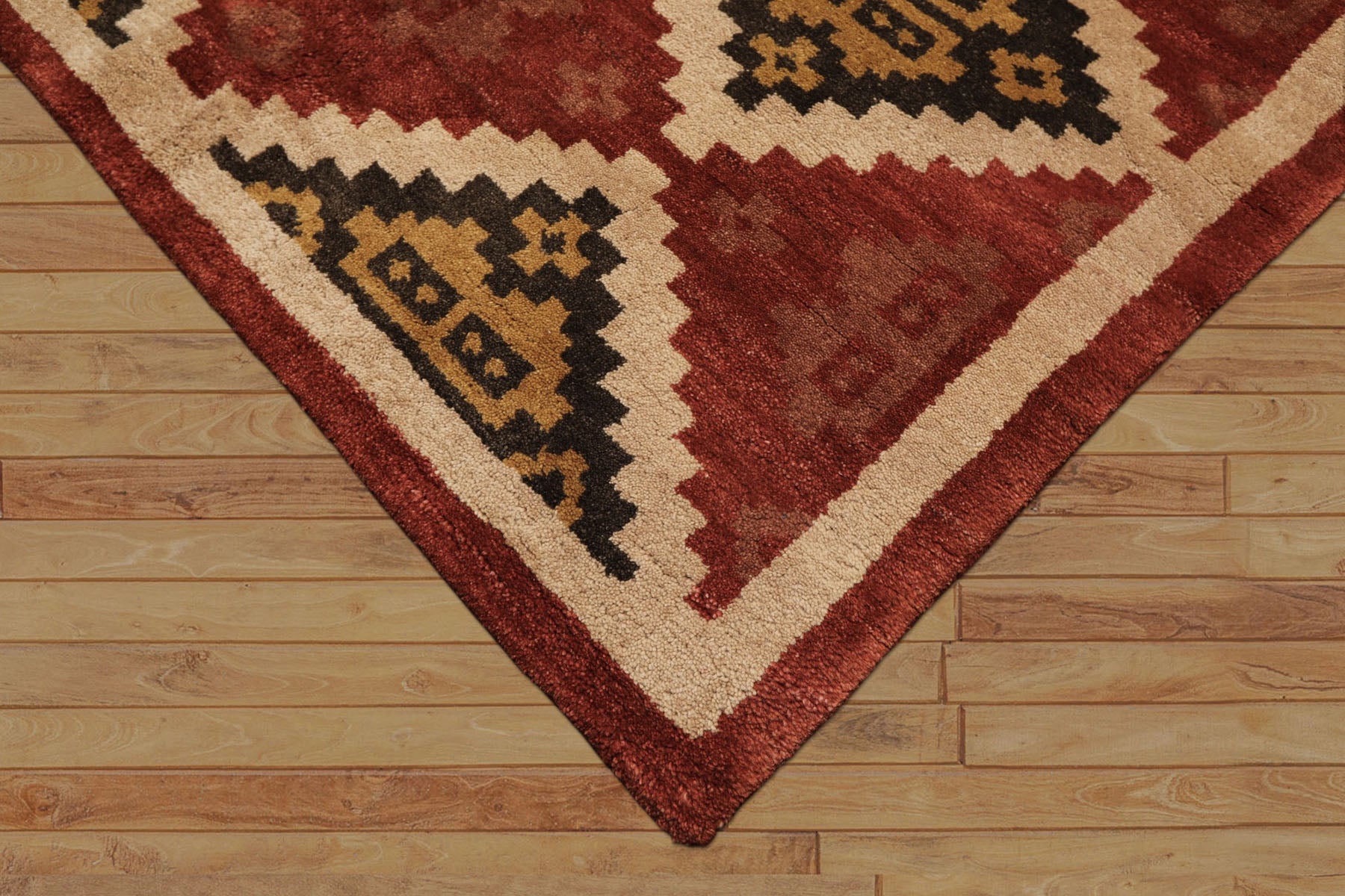 5x8 Burnt Orange, Beige, Charcoal Color Hand Knotted  Wool Modern & Contemporary Oriental Rug
