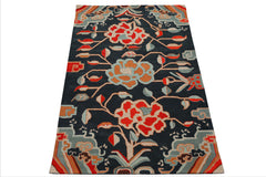 Multi Size Blue Orange Peach Color Hand Tufted Handmade Wool Transitional Oriental Rug