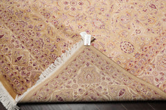8x10 Tan, Ivory, Purple Color Hand Knotted All-Over 100% Wool Traditional Oriental Rug