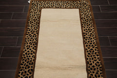 3x5 Ivory, Brown, Tan Color Hand Tufted Persian Oriental Area Rug 100% Wool Traditional Oriental Rug