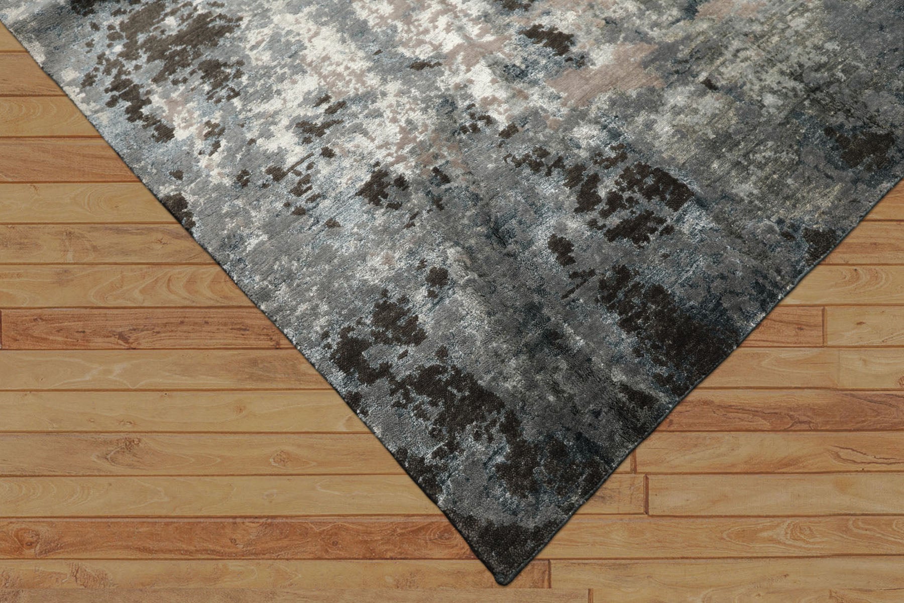 6x9 Gray, Aqua, Blue Color Hand Knotted Sherpa Wool & Bamboo Silk Modern & Contemporary Oriental Rug