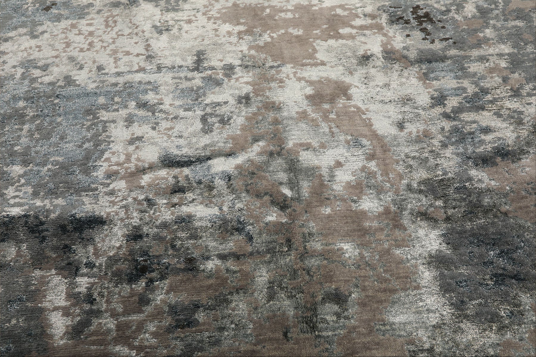 6x9 Gray, Aqua, Blue Color Hand Knotted Sherpa Wool & Bamboo Silk Modern & Contemporary Oriental Rug