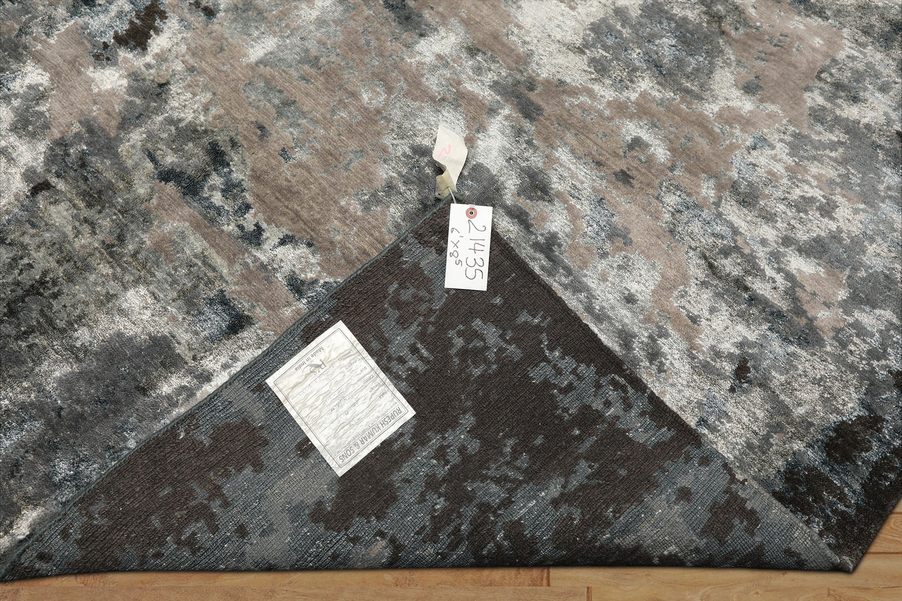 6x9 Gray, Aqua, Blue Color Hand Knotted Sherpa Wool & Bamboo Silk Modern & Contemporary Oriental Rug