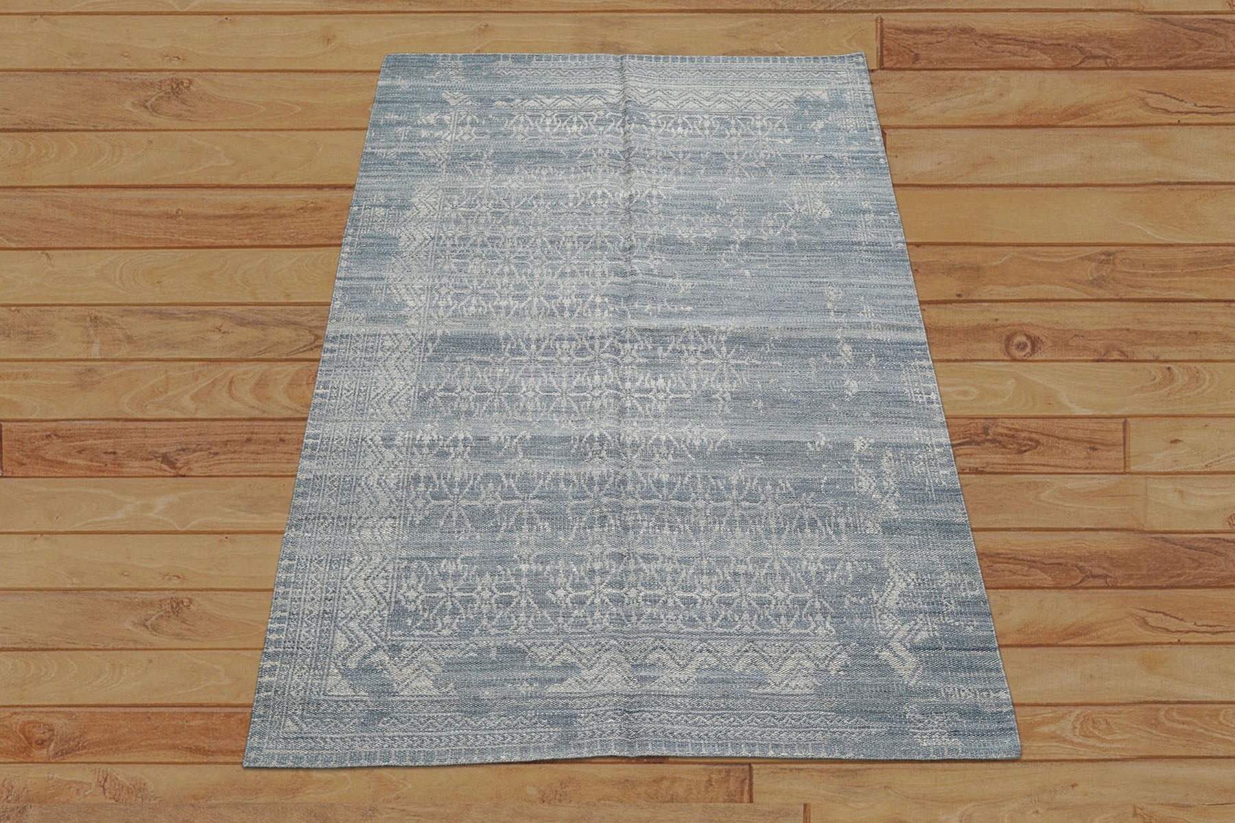 5x8 Blue, Gray, Color Hand Woven  Wool Transitional Oriental Rug