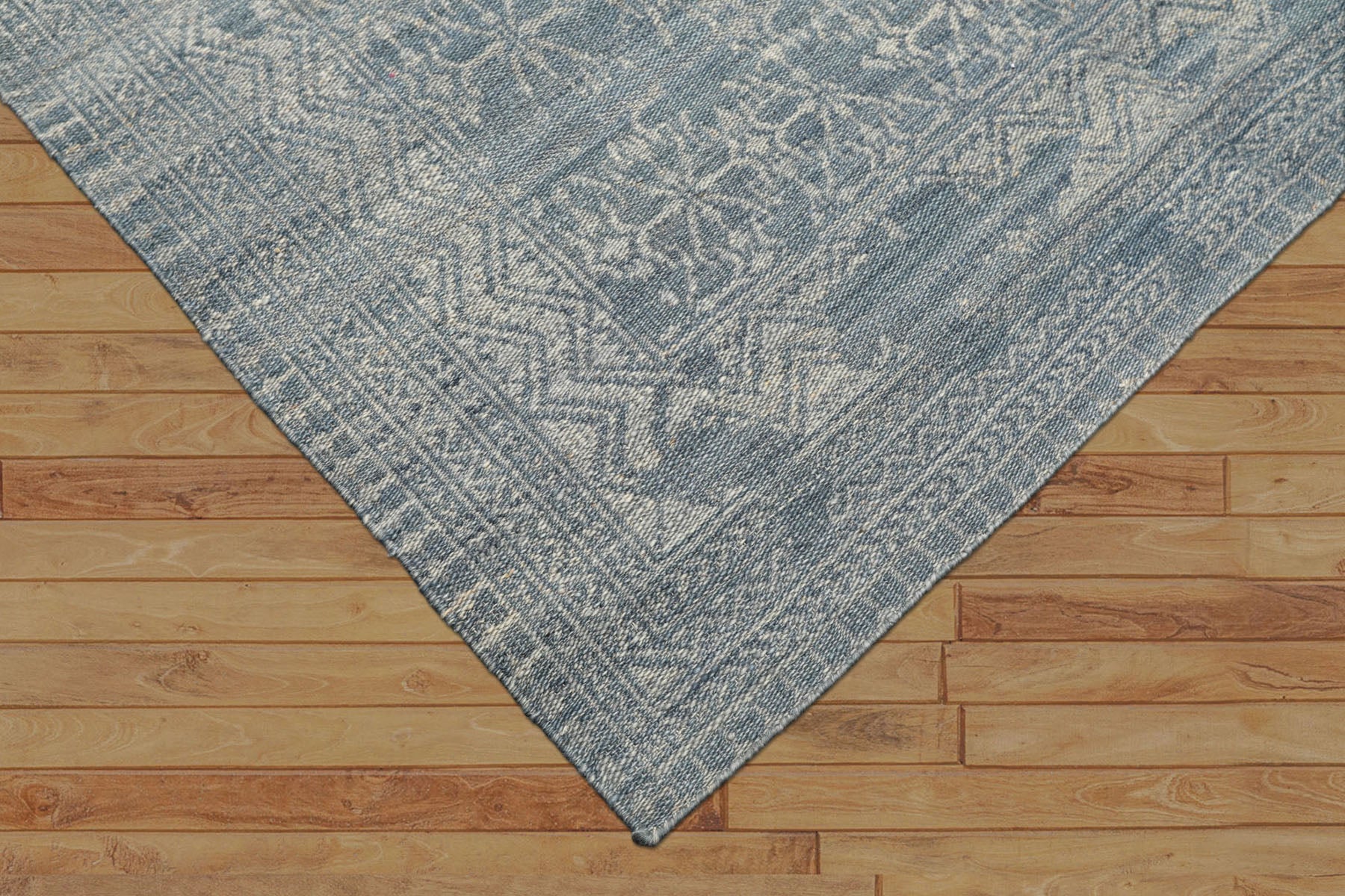 5x8 Blue, Gray, Color Hand Woven  Wool Transitional Oriental Rug