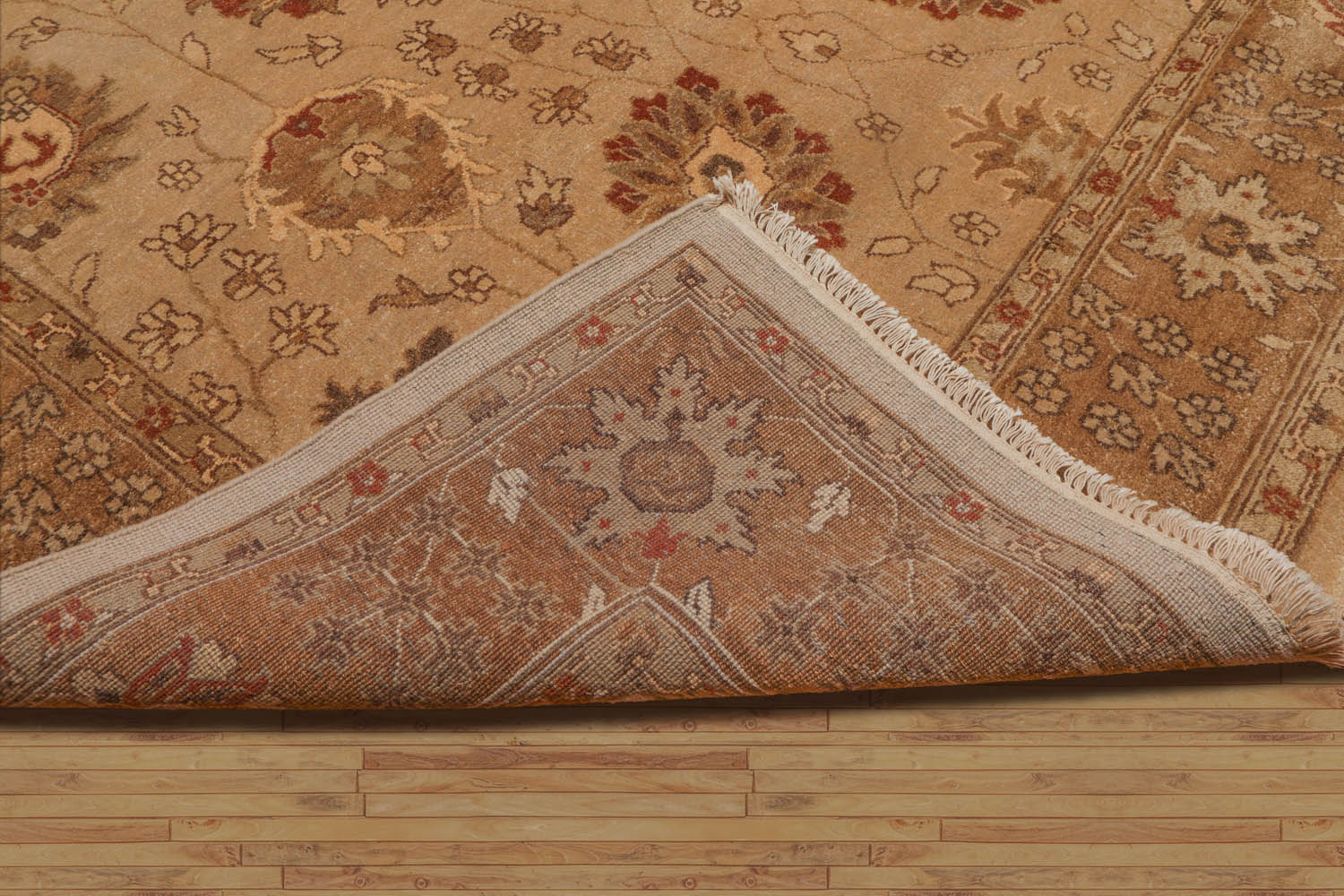 8x10 Beige, Tan, Brown Color Hand Knotted Floral 100% Wool Traditional Oriental Rug
