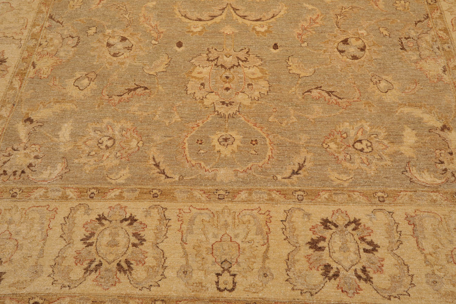 9x12 Gray, Beige, Gold Color Hand Knotted All-Over 100% Wool Traditional Oriental Rug