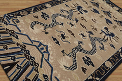 Multi Size Cream Blue Ivory Color Hand Tufted Pictorial Wool Transitional Oriental Rug