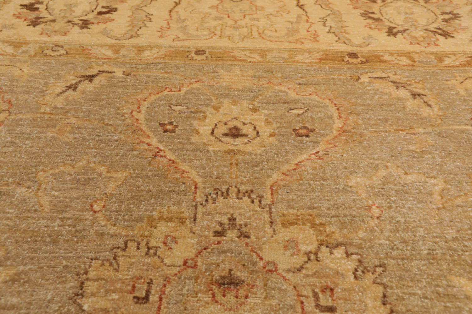9x12 Gray, Beige, Gold Color Hand Knotted All-Over 100% Wool Traditional Oriental Rug