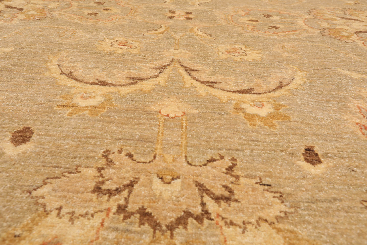 9x12 Gray, Beige, Gold Color Hand Knotted All-Over 100% Wool Traditional Oriental Rug