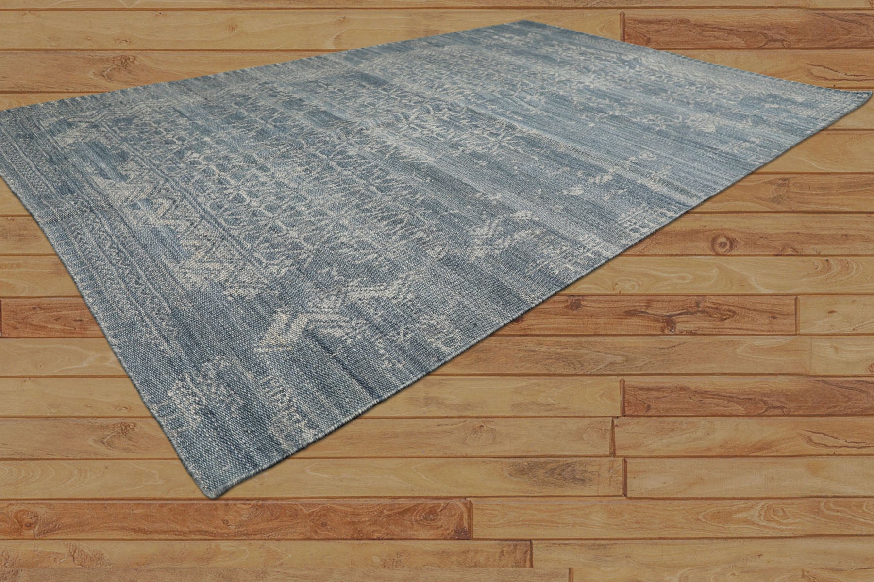 5x8 Blue, Gray, Color Hand Woven  Wool Transitional Oriental Rug
