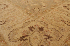 9x12 Gray, Beige, Gold Color Hand Knotted All-Over 100% Wool Traditional Oriental Rug