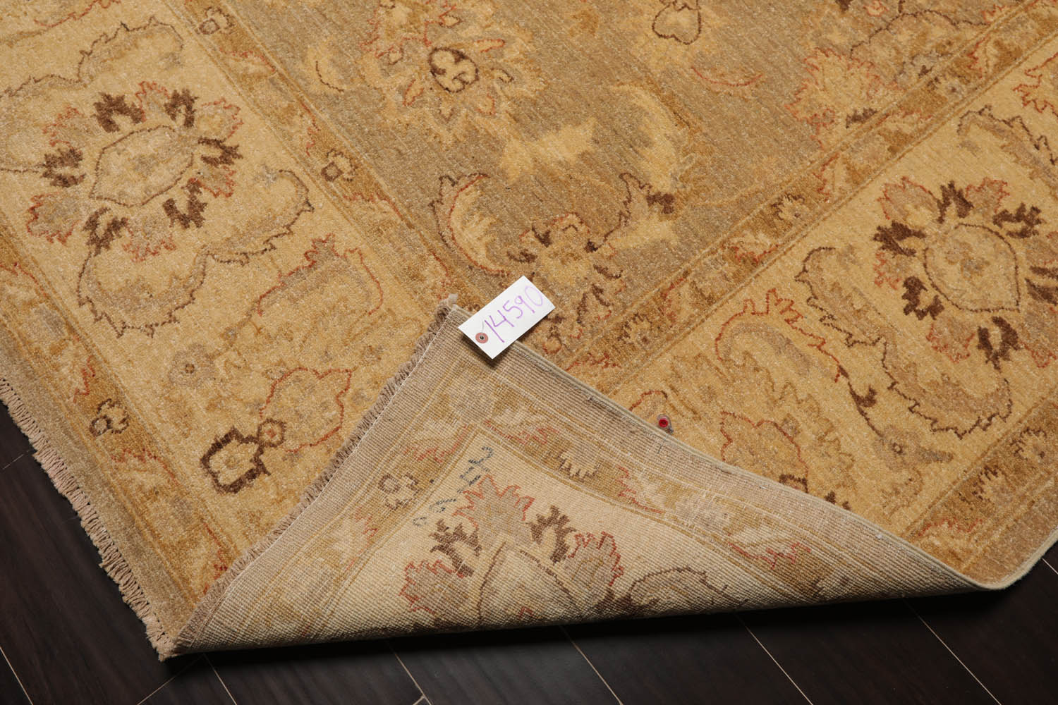 9x12 Gray, Beige, Gold Color Hand Knotted All-Over 100% Wool Traditional Oriental Rug