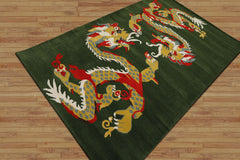 Multi Size Green Gold Red Color Hand Tufted Pictorial Wool Transitional Oriental Rug