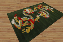 Multi Size Green Gold Red Color Hand Tufted Pictorial Wool Transitional Oriental Rug