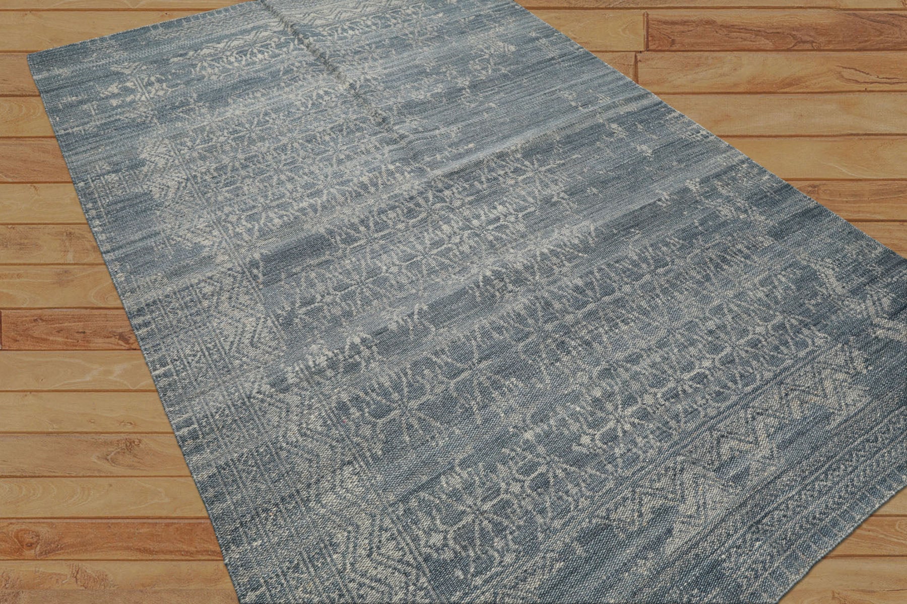 5x8 Blue, Gray, Color Hand Woven  Wool Transitional Oriental Rug