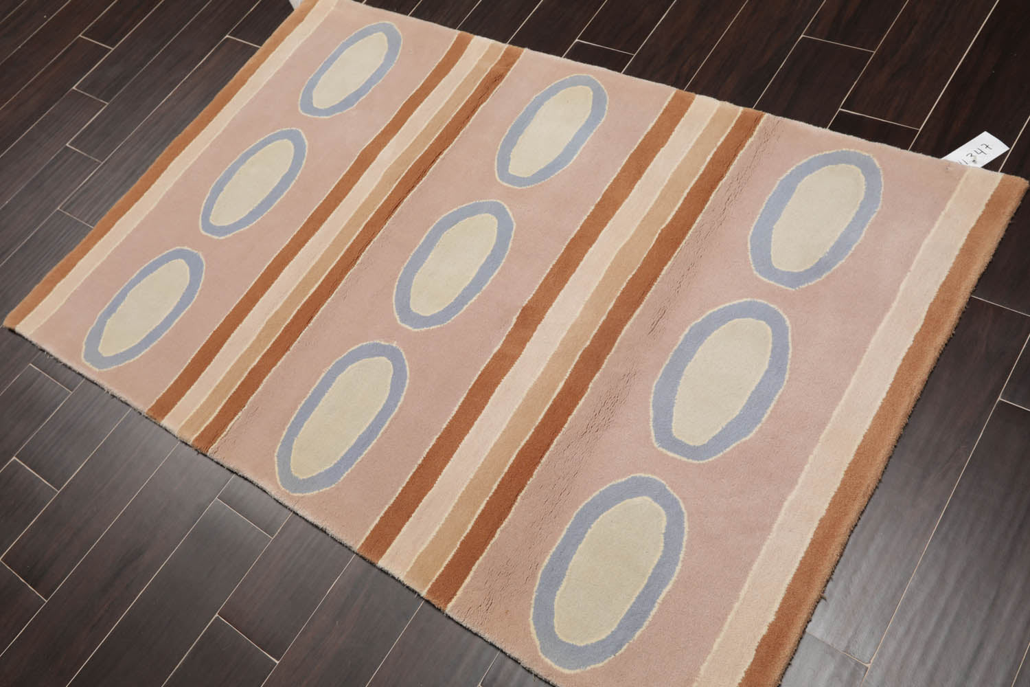 3x5 Pink, Brown, Blue Color Hand Tufted All-Over 100% Wool Contemporary Oriental Rug